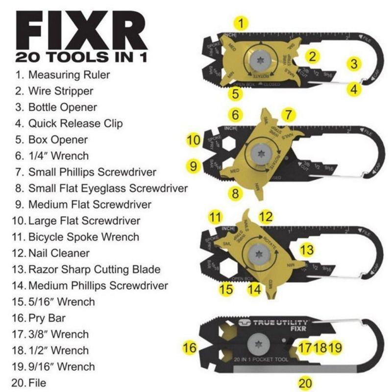 多機能カラビナ型マルチツール 20in1 サバイバルゲーム キャンプに