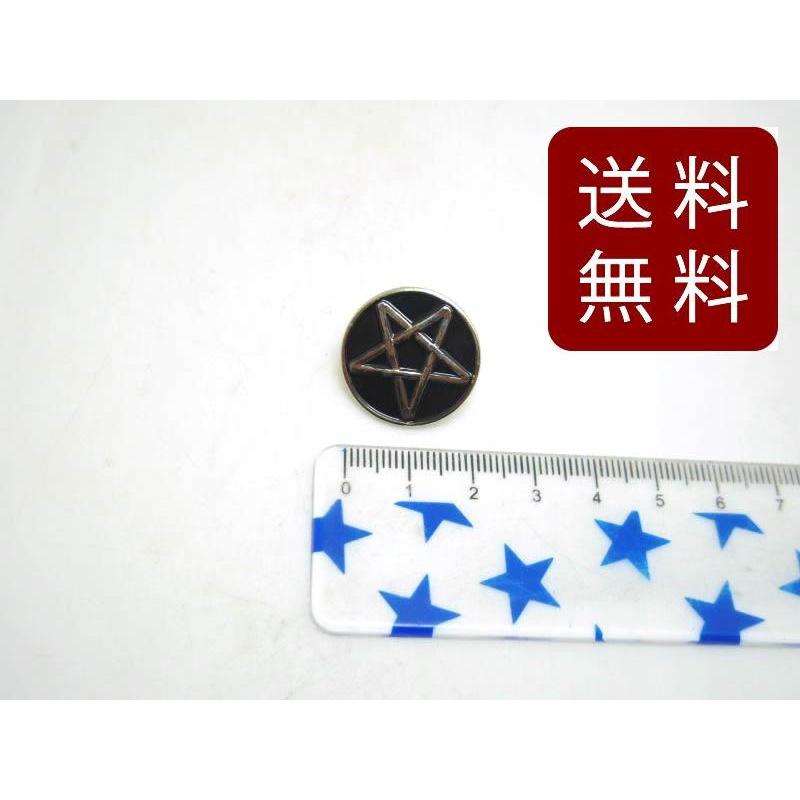 五芒星 丸型ピンバッジ ブラック 魔除け 呪符 陰陽道 送料無料 : まる