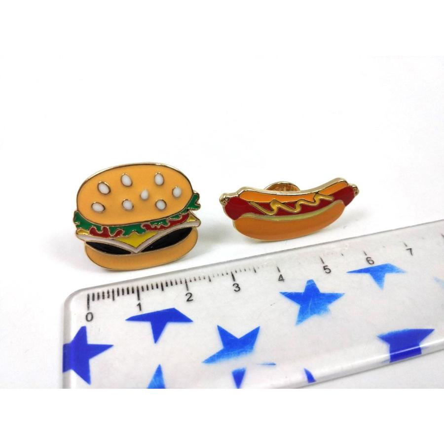 ハンバーガー ホットドッグ ピンバッジ 2個セット ピンズ ファスト