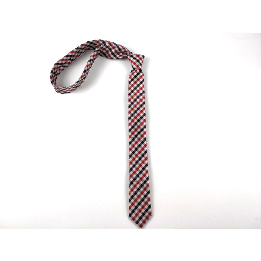 ナロータイ 細ネクタイ 幅5cm ギンガムチェック レッド 剣先