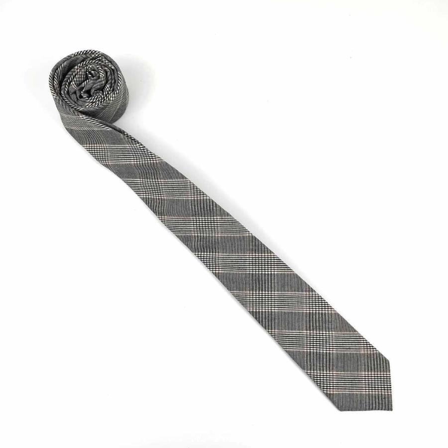コットンネクタイ ナロータイ 格子 白黒赤 剣先 プレゼント 結婚式
