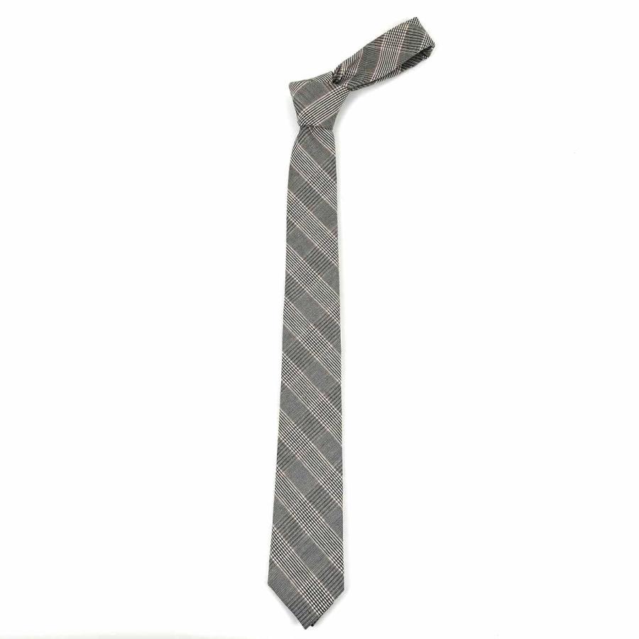 コットンネクタイ ナロータイ 格子 白黒赤 剣先 プレゼント 結婚式