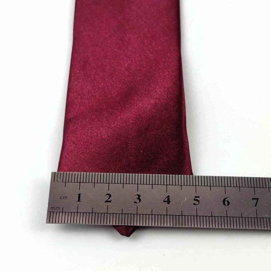 ナロータイ 細ネクタイ 幅5cm 細い シンプル 無地 ワインレッド 剣先