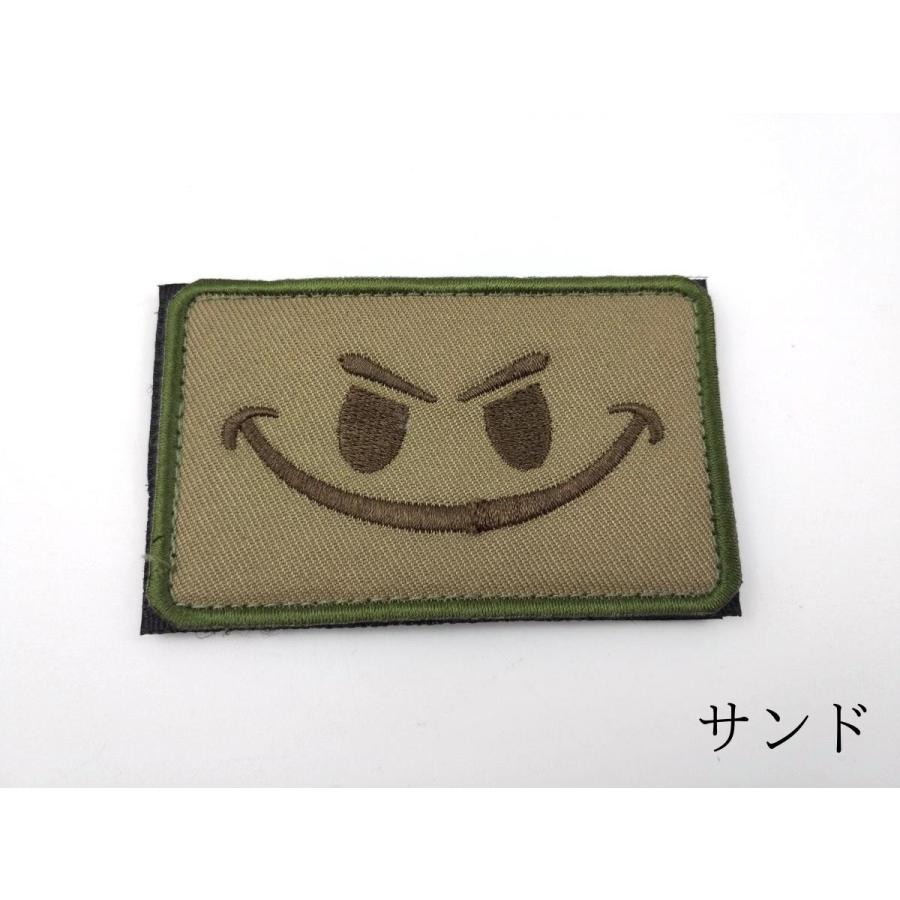 スマイルマーク タクティカル パッチ ワッペン ベルクロ 全2色 8cmx5cm