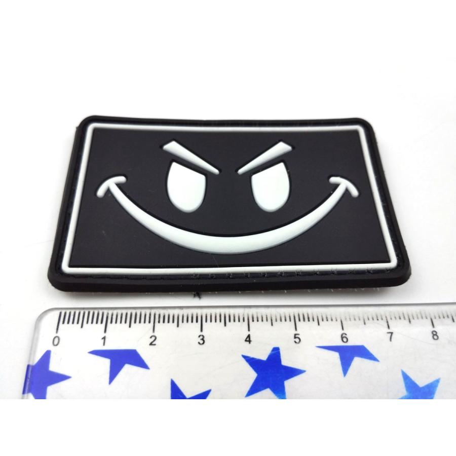 スマイルマーク タクティカル パッチ ワッペン ベルクロ PVC 8cmx5cm