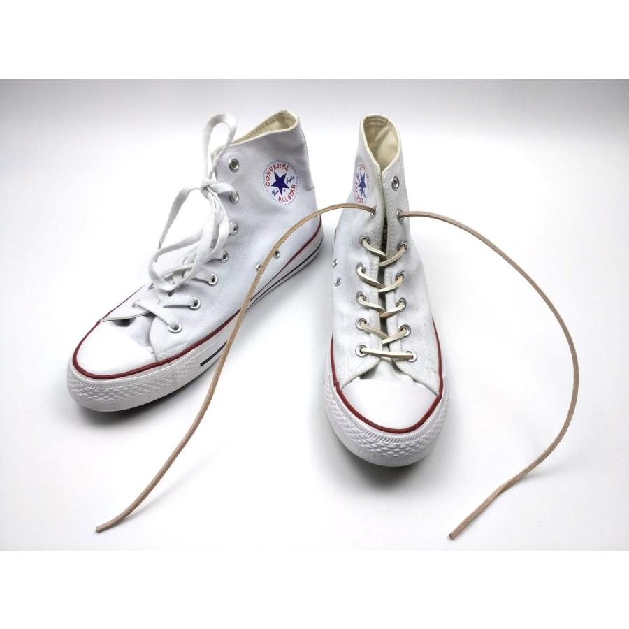 靴紐 シューレース レザー 革 角タイプ ホワイト 60cm〜160cm 全6