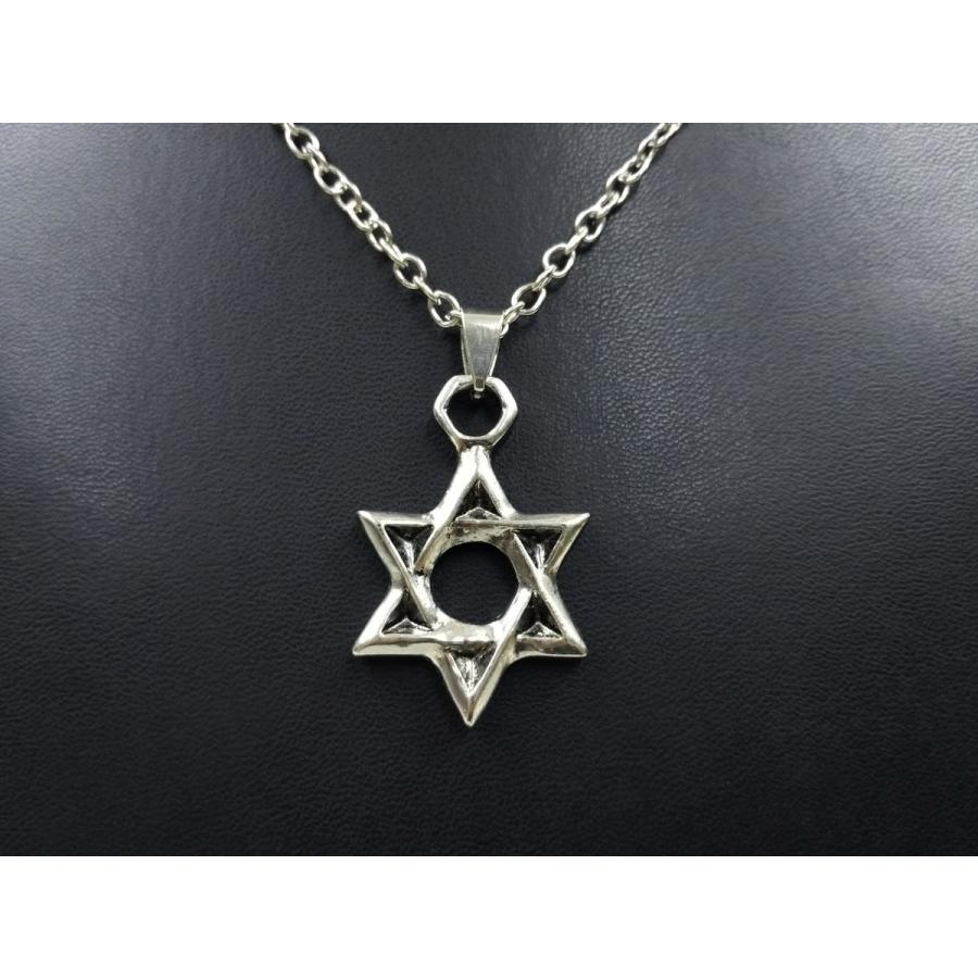六芒星 ダビデの星 ネックレス ペンダント ステンレス&PUレザー 六芒星 ダビデの星 ネックレス ペンダント ステンレス&PUレザー