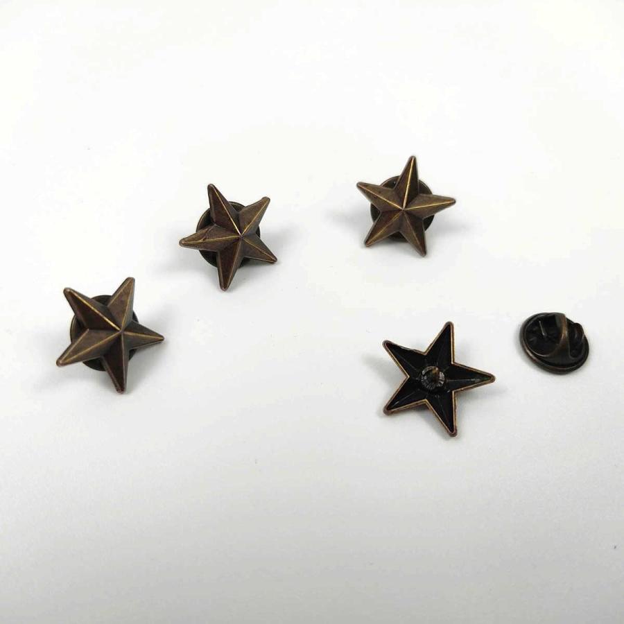 爆買 星 五角形 ピンバッジ 4個セット ピンズ 立体 アンティーク調 銅