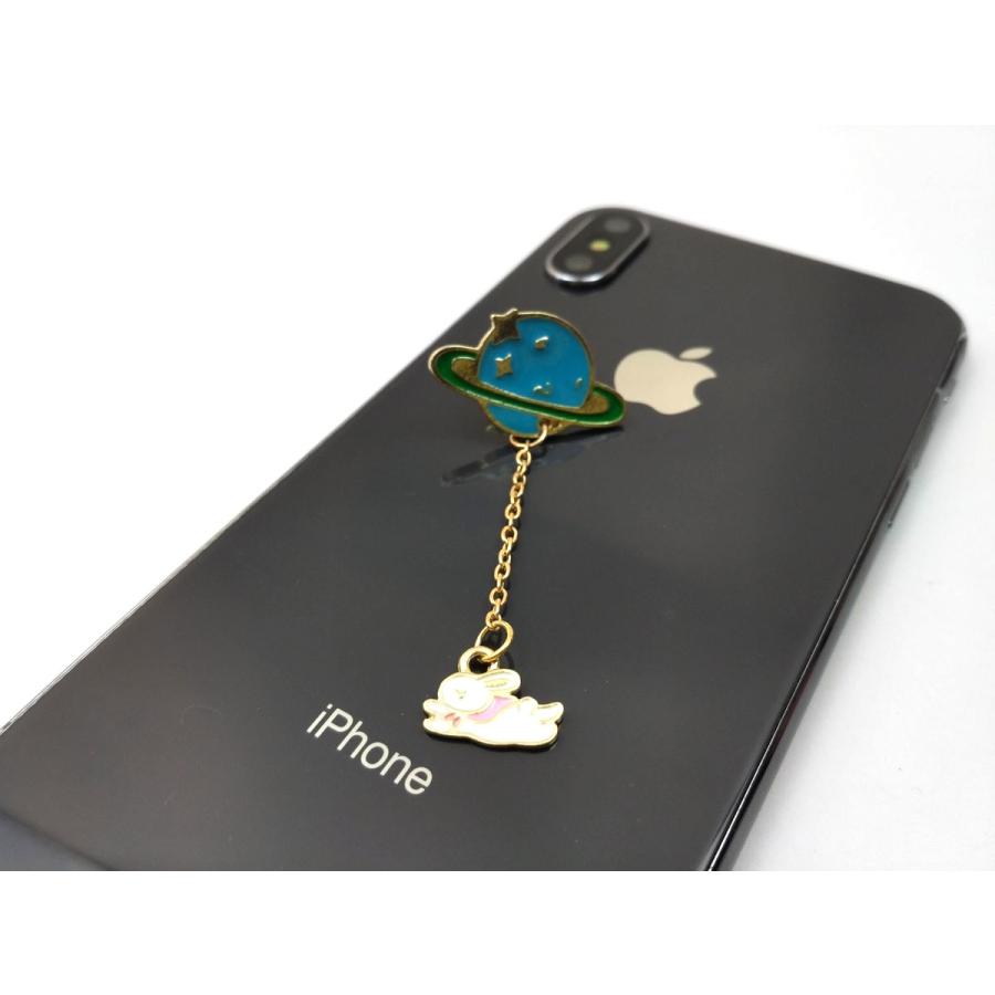 土星 兎 宇宙飛行士 ピンバッジ チェーン付き 全2種類 ピンズ 留め具