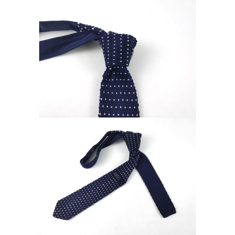 ニットタイ ナローネクタイ 剣先タイプ ドット柄 幅7cm 全8色 Y1位2冠