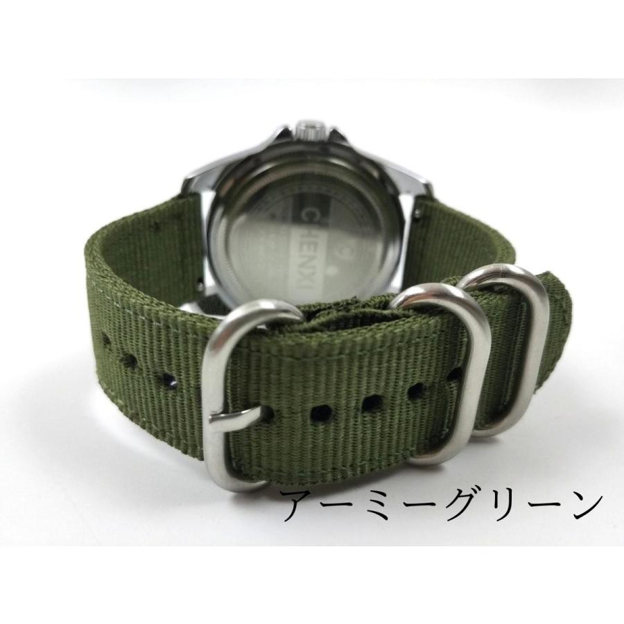 192円 最新デザインの ナイロン製ミリタリーストラップ 腕時計布ベルト natoタイプ アーミーグリーンXブラック 22mm