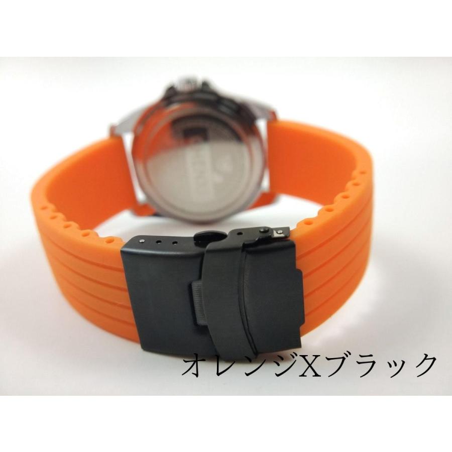 ラバーベルト ブラック/オレンジ 時計 22mm StrapXPro SX1A 時計ベルト バルカナイズド ラバー オレンジ