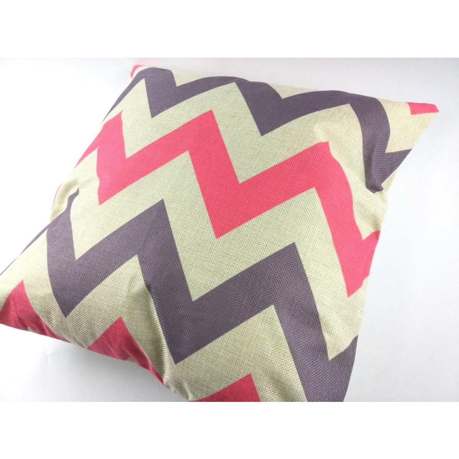 クッションカバー シェブロンストライプ グレーXピンク 45cmx45cm 送料