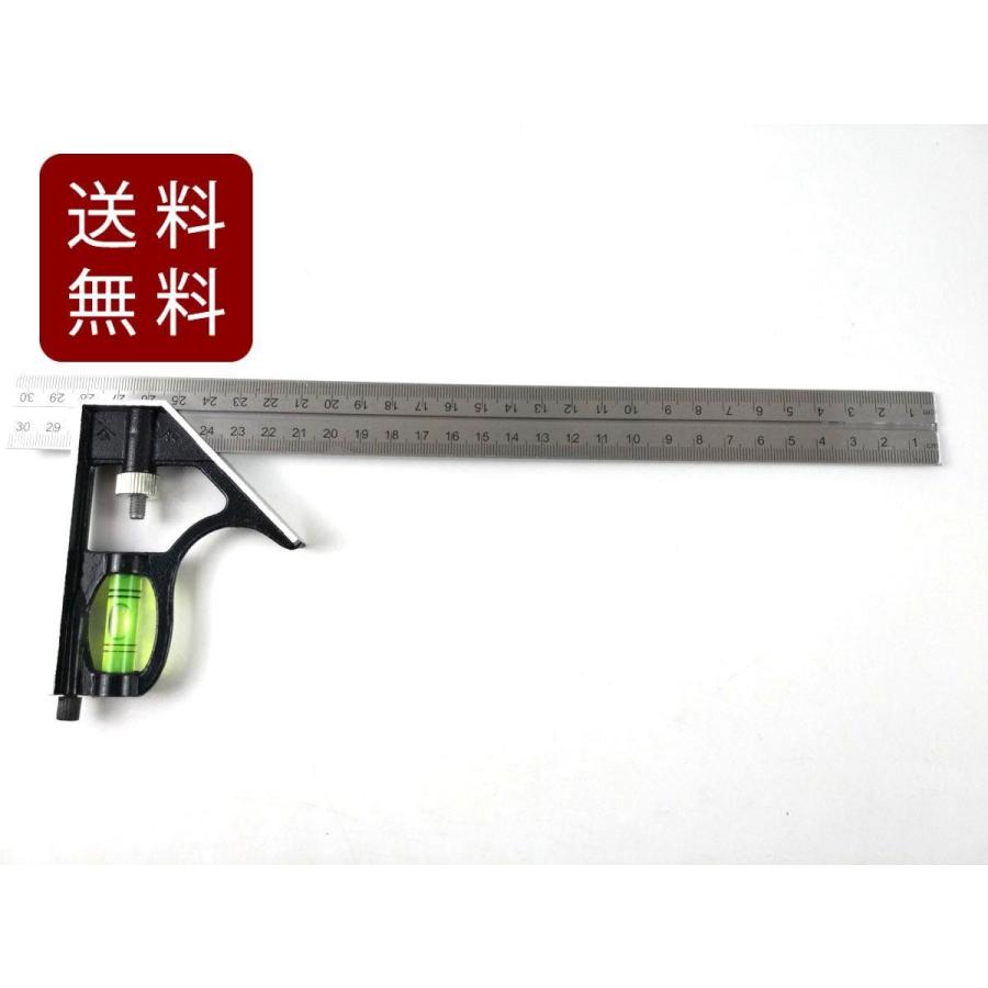 本格派水平器付きスライド定規 角度定規 300mm 金属 メタル