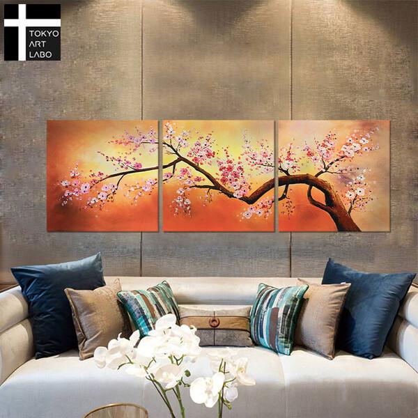 アートパネル SAKURA 50×50cm 3枚組 初春の山桜 W150cm 絵画 和モダン 
