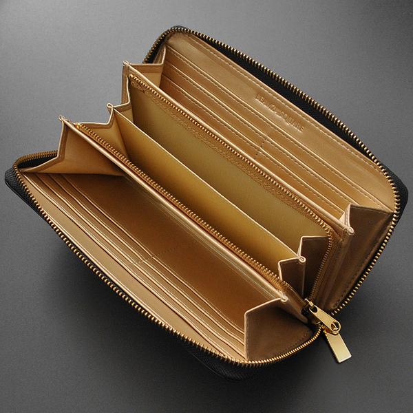 長財布 BEAMZSQUARE 蛇革クロスライン×馬革ラウンドファスナー長財布