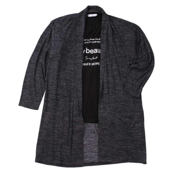 大きいサイズ launching pad 表起毛天竺長袖コーディガン+半袖Tシャツ 3L 4L 5L 6L MC843462-83085 ラッピング可 送料無料 即日発送 大きいサイズ launching pad 表起毛天竺長袖コーディガン+半袖Tシャツ