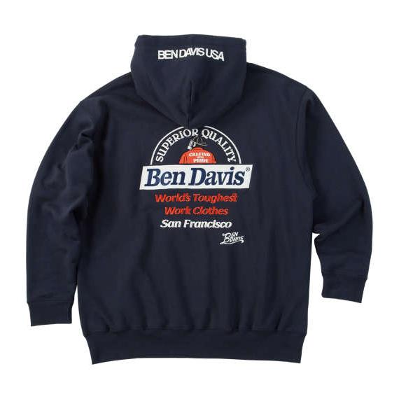 大きいサイズ BEN DAVIS レーベル刺繍プルパーカー 3L 4L 5L 6L ネイビー ラッピング可 送料無料 即日発送 大きいサイズ BEN DAVIS レーベル刺繍プルパーカー 3L 4L 5L 6L