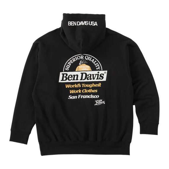 大きいサイズ BEN DAVIS レーベル刺繍プルパーカー 3L 4L 5L 6L ブラック ラッピング可 送料無料 即日発送 大きいサイズ BEN DAVIS レーベル刺繍プルパーカー 3L 4L 5L 6L