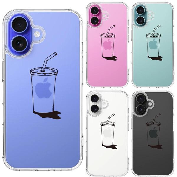 iPhone16 ケース クリア アップルジュース スマホケース 側面 iPhone16 ケース クリア アップルジュース スマホケース 側面