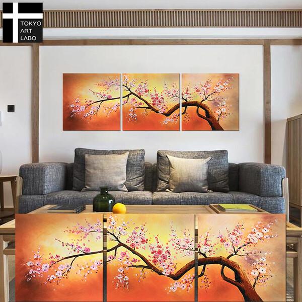 アートパネル SAKURA 50×50cm 3枚組 初春の山桜 W150cm 絵画 和モダン