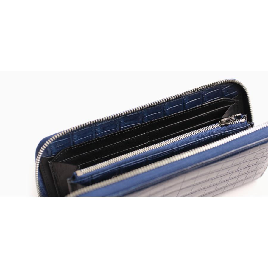 青木鞄 Luggage AOKI 1894 マットクロコダイル 日本製 機能的 ラウンドファスナー ラウンドジップ 長財布 ナイルクロコダイル 本革 革 レザー メンズの画像