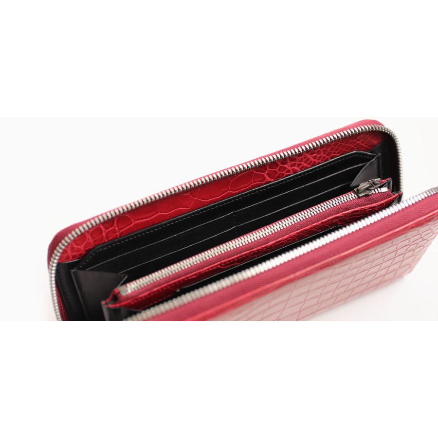 青木鞄 Luggage AOKI 1894 マットクロコダイル 日本製 機能的 ラウンドファスナー ラウンドジップ 長財布 ナイルクロコダイル 本革 革 レザー メンズの画像