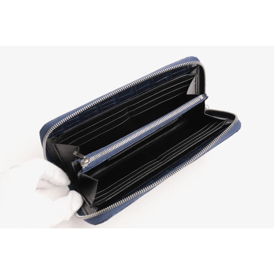 青木鞄 Luggage AOKI 1894 マットクロコダイル 日本製 機能的 ラウンドファスナー ラウンドジップ 長財布 ナイルクロコダイル 本革 革 レザー メンズの画像