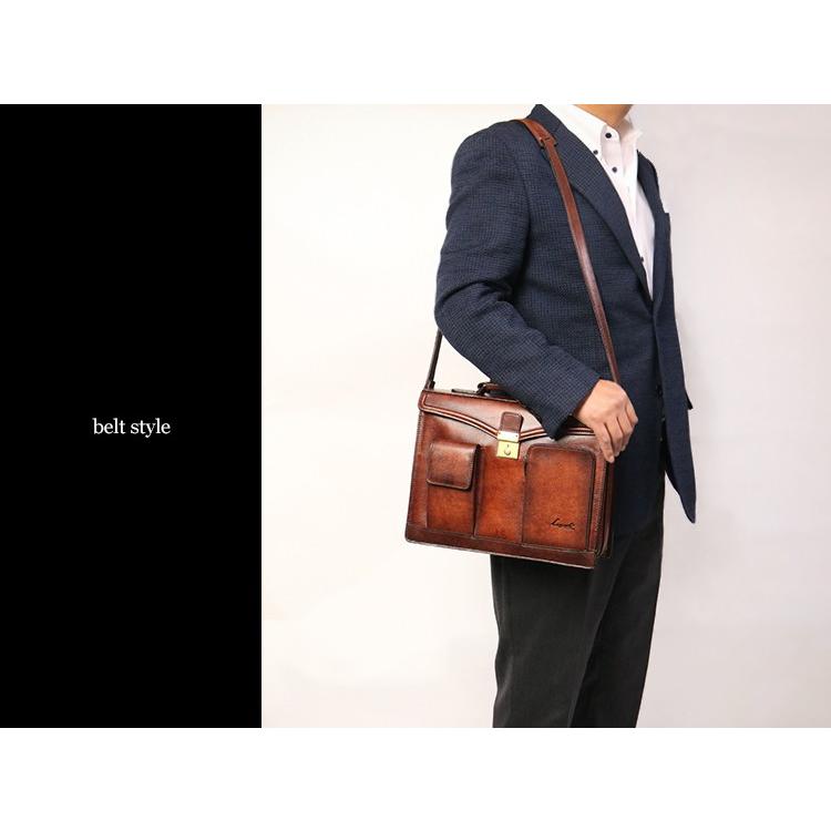 Lugard G-3 オンリーワンのシャドー仕上げ ヴィンテージ感漂うロック付き２wayフラップブリーフケース 本革 革 レザー レディース メンズ | COMPLEX GARDENS | 04