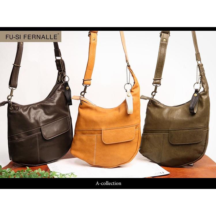 FU-SI FERNALLE A collection 鈍いツヤ感の美しいイタリーラムレザーを贅沢に使用。独創的フォルムの ショルダーバッグ  本革 革 レザー レディース メンズの画像