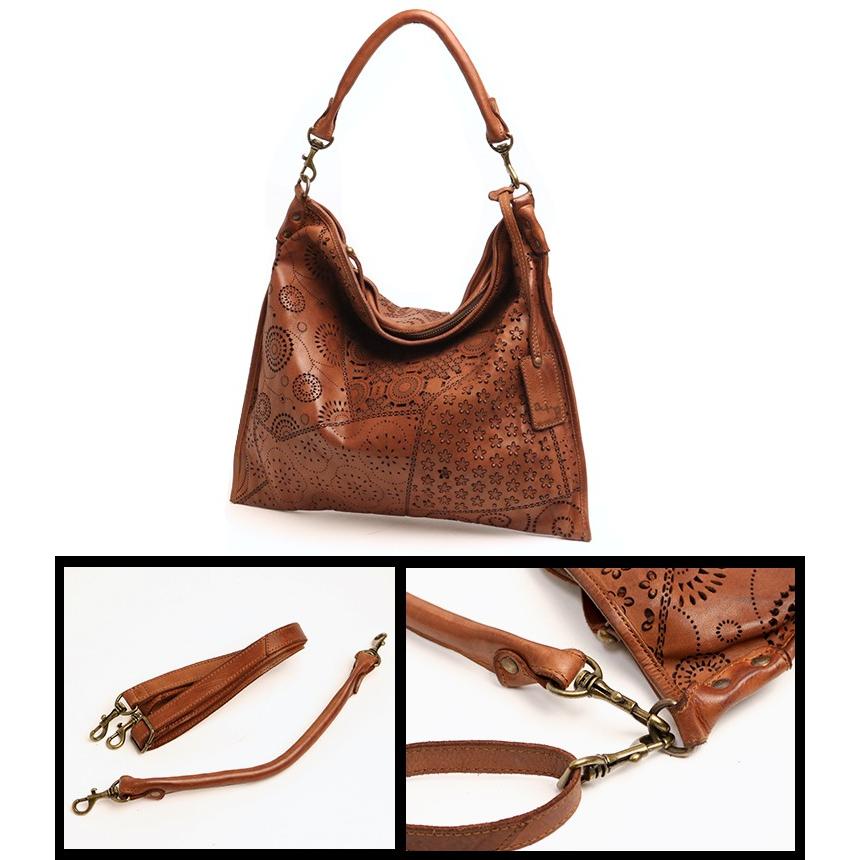 AL'X アレックス 珍しいパンチングレザーのウォッシュ加工 2way バッグ 本革 革 レザー レディース |  | 13