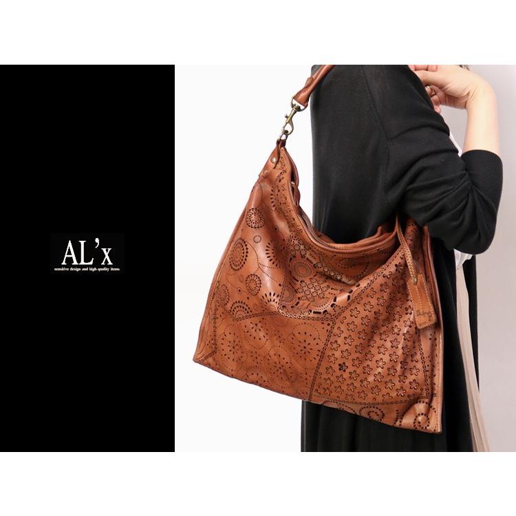 AL'X アレックス 珍しいパンチングレザーのウォッシュ加工 2way