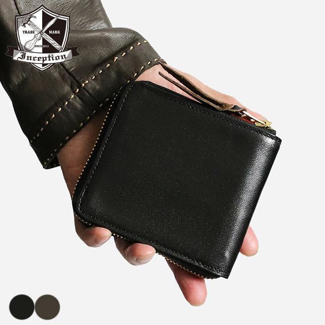 INCEPTION インセプション HORSE HIDE ROUND SHORT WALLET 茶芯 馬革