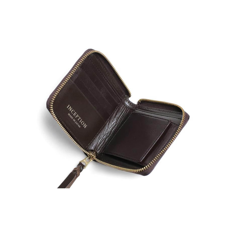 INCEPTION インセプション HORSE HIDE ROUND SHORT WALLET 茶芯 馬革