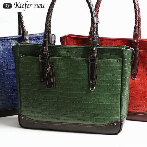 新品Kiefer neu キーファーノイ アモーレ 本革 B4 クロコ型押し 