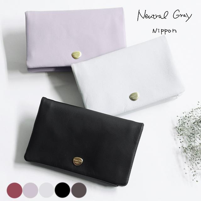 Neutral Gray ARUKAN ハスキー 日本製 二つ折財布 本革 革 レザー レディース メンズ | Neutral Gray