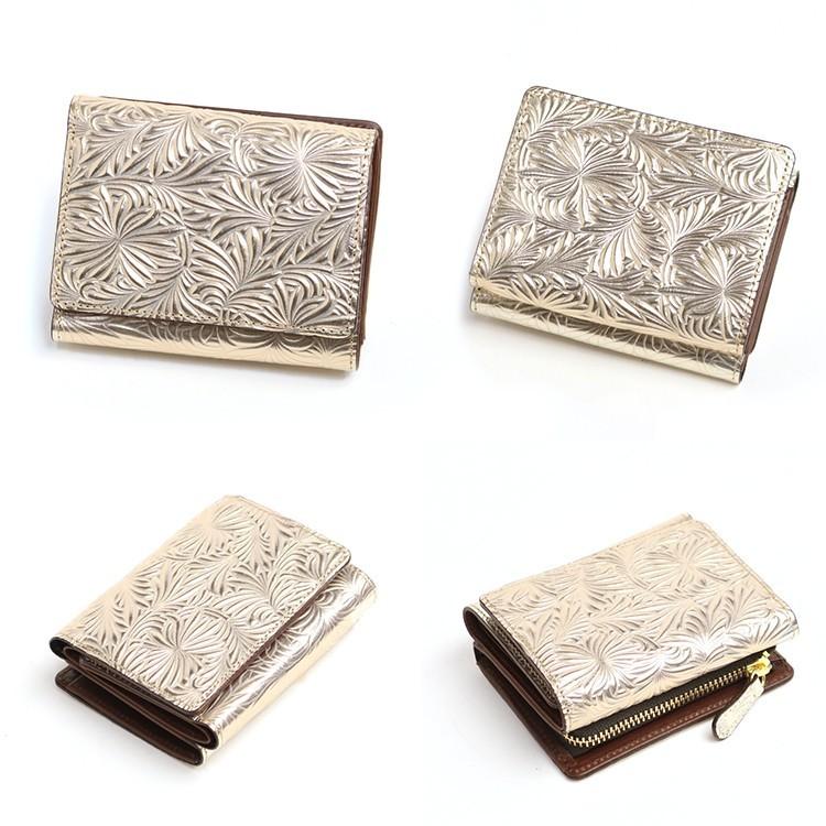 Neutral Gray ARUKAN 上質イタリーエンボスレザーの三つ折り財布 本革 革 レザー レディース | Neutral Gray | 03