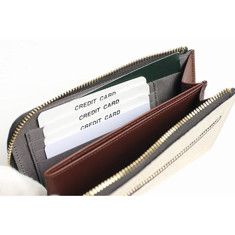 ARUKAN Neutral Gray上質な イタリーレザー の Lファスナー ミドルウォレット スリム 本革 革 レザー レディース | Neutral Gray | 13