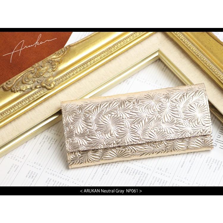 Neutral Gray ARUKAN 上質イタリーエンボスレザーのギャルソンウォレット 本革 革 レザー レディース | Neutral Gray | 03