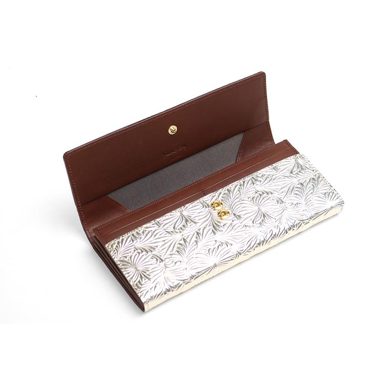 Neutral Gray ARUKAN 上質イタリーエンボスレザーのギャルソンウォレット 本革 革 レザー レディース | Neutral Gray | 05