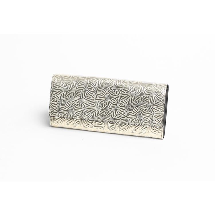 Neutral Gray ARUKAN 上質イタリーエンボスレザーのギャルソンウォレット 本革 革 レザー レディース | Neutral Gray | 08