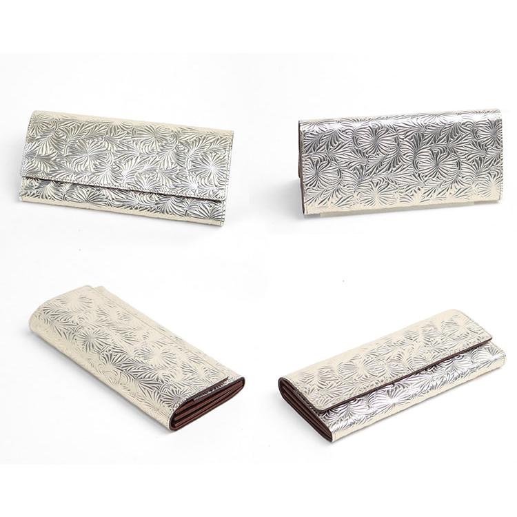 Neutral Gray ARUKAN 上質イタリーエンボスレザーのギャルソンウォレット 本革 革 レザー レディース | Neutral Gray | 11