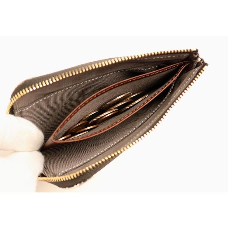 Neutral Gray ARUKAN 上質イタリーエンボスレザーのLファスナーミニウォレット スリム 本革 革 レザー レディース | Neutral Gray | 03