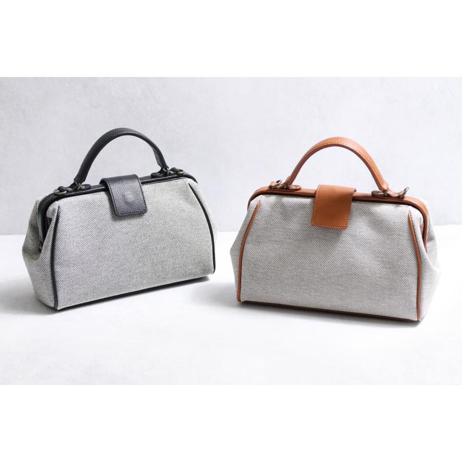 Atelier nuu Parcel nano dulles matche` 倉敷帆布×国産シュリンク牛革パカっと大きな開口が使いやすい「ナノダレス」バッグ 本革 革 レザー レディース | 豊岡鞄 | 04
