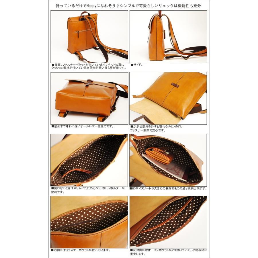 REALMIND LILY サーチ 内布のドットが弾ける♪カジュアルに持てる上質なバングラ革 リュック  リュック 本革 革 レザー レディース | リリイ | 01
