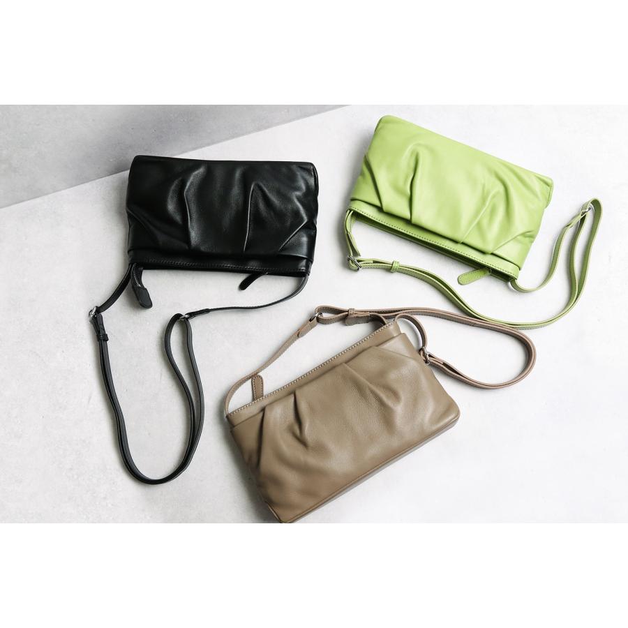 ARUKAN ラムーア  シンプルなラム革のドレープショルダーバッグ  大人 上品 高級感 シンプル | Arukan | 05