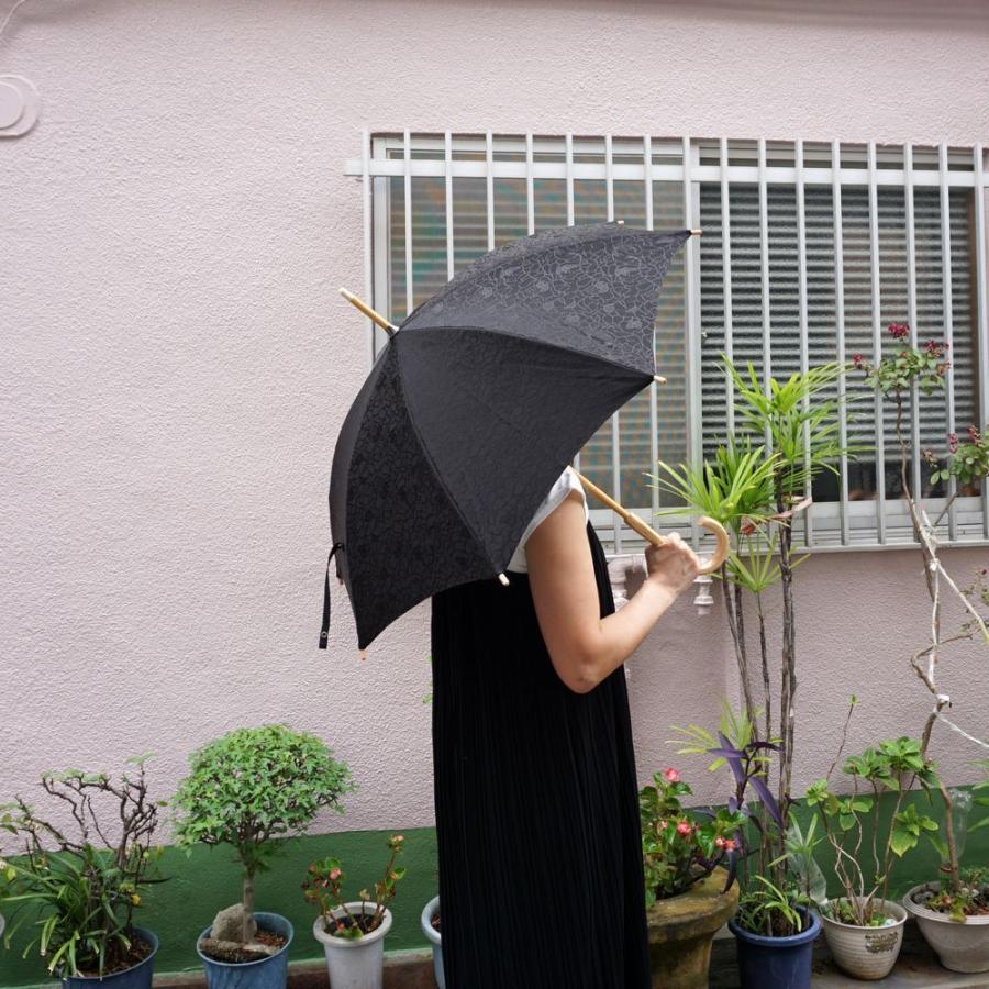 日傘 晴雨兼用 ちりめん織 花柄 天然木 日本製 職人手作り レディ−ス