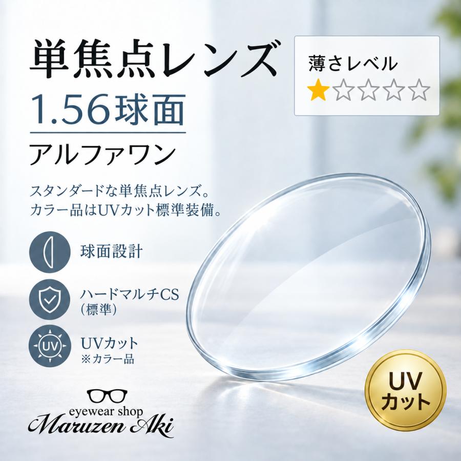 メガネレンズ交換 イトーレンズ アルファワン α-1 HM 1.56球面 無色 2