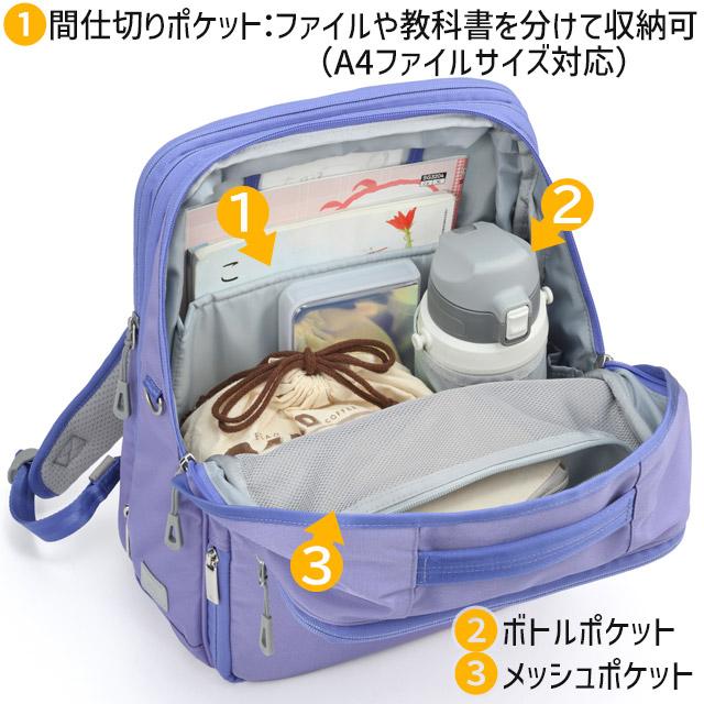 エースジーン キッズリュック 通学リュック 13〜17リットル 拡張型 ガジェタブU PC対応 A4 2ルーム スクエア ace. GENE 20071_15