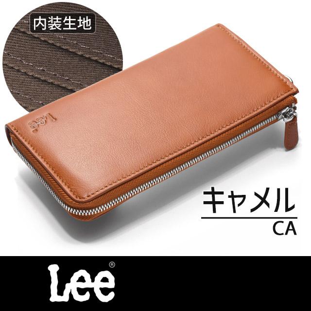 Lee（リー） 長財布 L字 ラウンドファスナー ゴート革 やぎ革 通帳収納